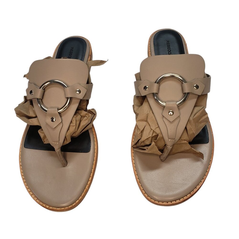 Rebecca Minkoff Sheena Thong Tan Leather Women's Sandals Size 9.5